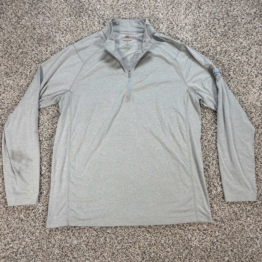 Travis Mathew Men's XL Gray Quarter Zip Pullover Pacific Dunes Golf Long Sleeve